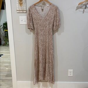 By Together Tan Floral Midi Dress
